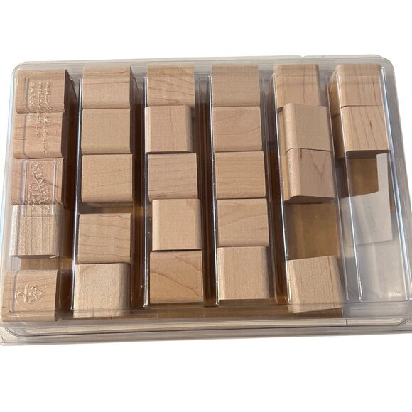Stampin Up! Two-Step Stampin Perfect Match Rubber Stamps Set Of 28 Wood Blocks - Picture 2 of 2
